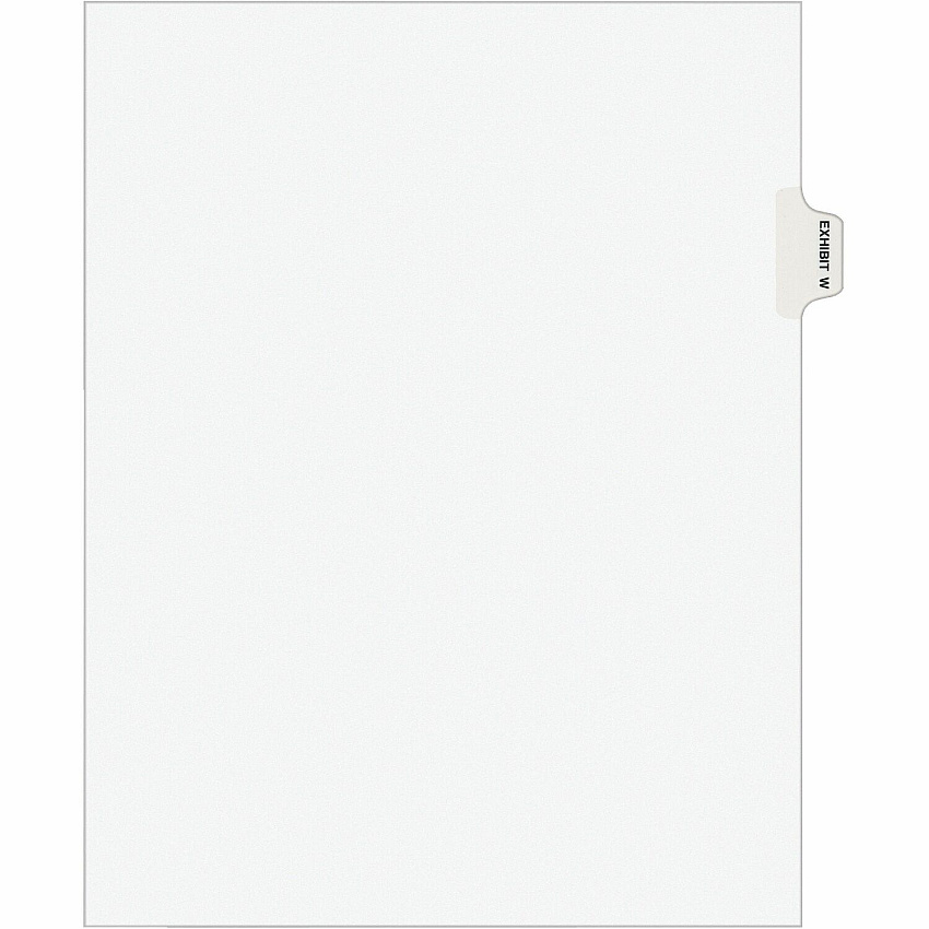 Avery&reg; Individual Legal Exhibit Dividers - Avery Style 1 Printed Tab(s) - Character - W - 8.5" Divider Width x 11" Divider Length - Letter - White Paper Divider - Paper Tab(s) - 20% Recycled - Reinforced Tab, Rip Proof, Unpunched - 25 / Pack (01393)