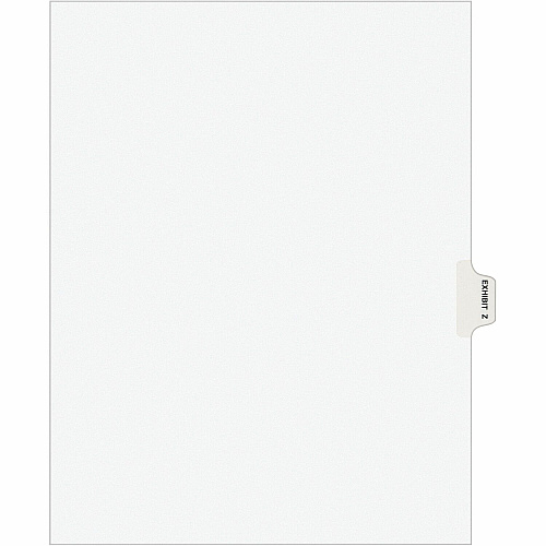 Avery&reg; Individual Legal Exhibit Dividers - Avery Style 10 x Divider(s) - Printed Tab(s) - Character - Z - 10 Tab(s)/Set - 8.5" Divider Width x 11" Divider Length - Letter - White Paper Divider - White Tab(s) - 20% Recycled - Unpunched, Reinfor (01396)