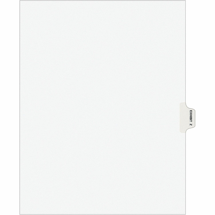 Avery&reg; Individual Legal Exhibit Dividers - Avery Style 10 x Divider(s) - Printed Tab(s) - Character - Z - 10 Tab(s)/Set - 8.5" Divider Width x 11" Divider Length - Letter - White Paper Divider - White Tab(s) - 20% Recycled - Unpunched, Reinfor (01396)