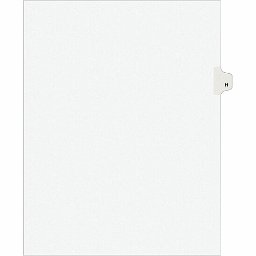 Avery&reg; Individual Legal Exhibit Dividers - Avery Style 25 x Divider(s) - Printed Tab(s) - Character - H - 1 Tab(s)/Set - 8.5" Divider Width x 11" Divider Length - Letter - White Paper Divider - White Tab(s) - 20% Recycled - Reinforced Tab, Rip (01408)