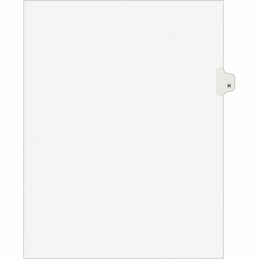 Avery&reg; Individual Legal Exhibit Dividers - Avery Style 25 x Divider(s) - Printed Tab(s) - Character - H - 1 Tab(s)/Set - 8.5" Divider Width x 11" Divider Length - Letter - White Paper Divider - White Tab(s) - 20% Recycled - Reinforced Tab, Rip (01408)