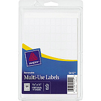 Avery&reg; Removable ID Labels 5/16" Width x 1/2" Length - Removable Adhesive - Rectangle - White - Paper - Self-adhesive - 1100 / Pack (05412)