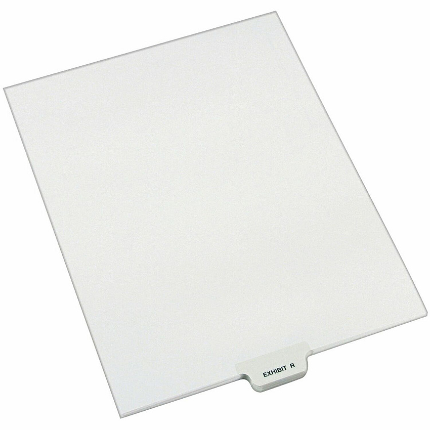 Avery&reg; Individual Bottom Tab Legal Dividers 25 x Divider(s) - Bottom Tab(s) - Exhibit R - 1 Tab(s)/Set - 8.5" Divider Width x 11" Divider Length - Letter - 8.50" Width x 11" Length - White Paper Divider - 20% Recycled - 25 / Pack (12391)
