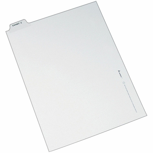 Avery&reg; Individual Bottom Tab Legal Dividers 25 x Divider(s) - Bottom Tab(s) - Exhibit Z - 1 Tab(s)/Set - 8.5" Divider Width x 11" Divider Length - Letter - 8.50" Width x 11" Length - White Paper Divider - 20% Recycled - 25 / Pack (12399)