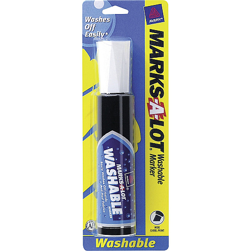 Avery&reg; Marks A Lot Jumbo Washable Marker Chisel Marker Point - Washable - Black Ink - Water Based - Black Barrel - 1 Each (24158)