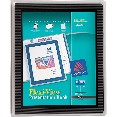 Avery&reg; Flexi-View Presentation Book Letter - 8 1/2" x 11" Sheet Size - 48 Sheet Capacity - Pocket(s): Internal - Polypropylene - Non-stick, Spill-free, Preprinted, Lightweight - 1 Each (47690)