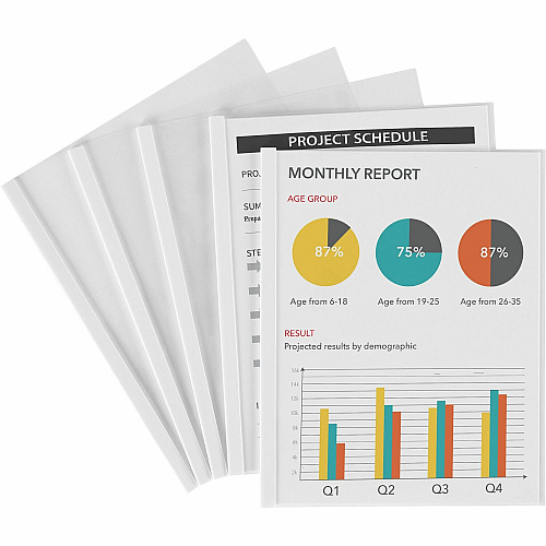 Avery&reg; Report Cover 1/8" Folder Capacity - 20 Sheets Capacity - Poly - White, Clear - Non-stick - 50 / Box (47710)