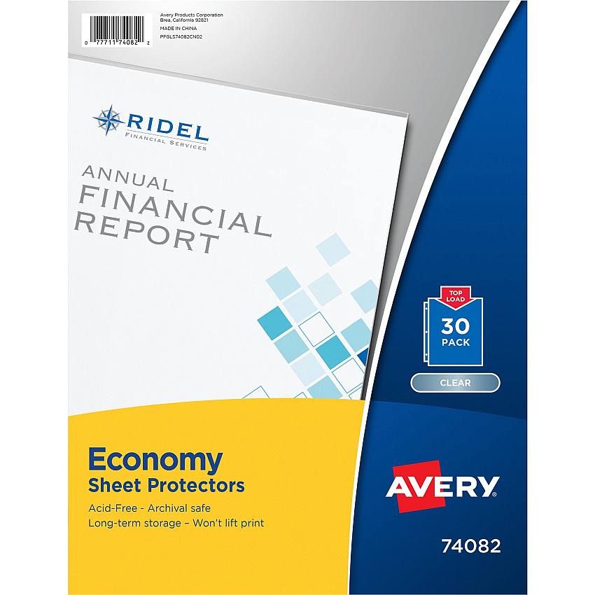 Avery&reg; Economy-Weight Sheet Protectors For Letter 8 1/2" x 11" Sheet - Clear - Polypropylene - 30 / Pack (74082)