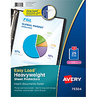Avery® Heavyweight Sheet Protectors -Acid-free Sheet Capacity - For Letter 8 1/2" x 11" Sheet - Ring Binder - Top Loading - Diamond Clear - Polypropylene - 25 / Pack (75304)