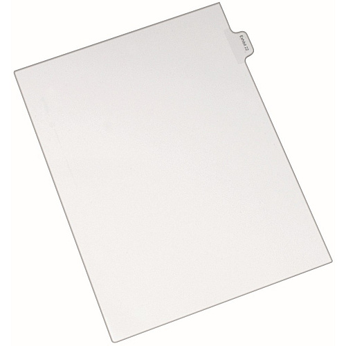 Avery&reg; Index Divider 25 x Divider(s) - Side Tab(s) - Exhibit 22 - 1 Tab(s)/Set - 8.5" Divider Width x 11" Divider Length - Legal - 8.50" Width x 11" Length - White Paper Divider - 20% Recycled - 25 / Pack (82154)