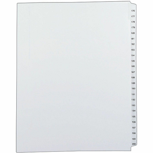 Avery&reg; Allstate Style Collated Legal Dividers 1 x Divider(s) - Side Tab(s) - 176-200 - 25 Tab(s)/Set - 8.5" Divider Width x 11" Divider Length - Letter - 8.50" Width x 11" Length - White Paper Divider - 20% Recycled - 25 / Set (82190)
