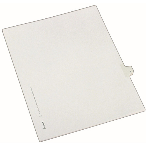 Avery&reg; Individual Legal Dividers Allstate(R) Style, Letter Size, Side Tab #9 25 x Divider(s) - Side Tab(s) - 9 - 1 Tab(s)/Set - 8.5" Divider Width x 11" Divider Length - Letter - White Paper Divider - Clear Tab(s) - 20% Recycled (82207)