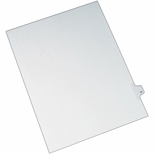 Avery&reg; Alllstate Style Individual Legal Dividers 25 x Divider(s) - Side Tab(s) - 21 - 1 Tab(s)/Set - 8.5" Divider Width x 11" Divider Length - Letter - 8.50" Width x 11" Length - Paper Divider - White Tab(s) - 20% Recycled - 25 / Pack (82219)