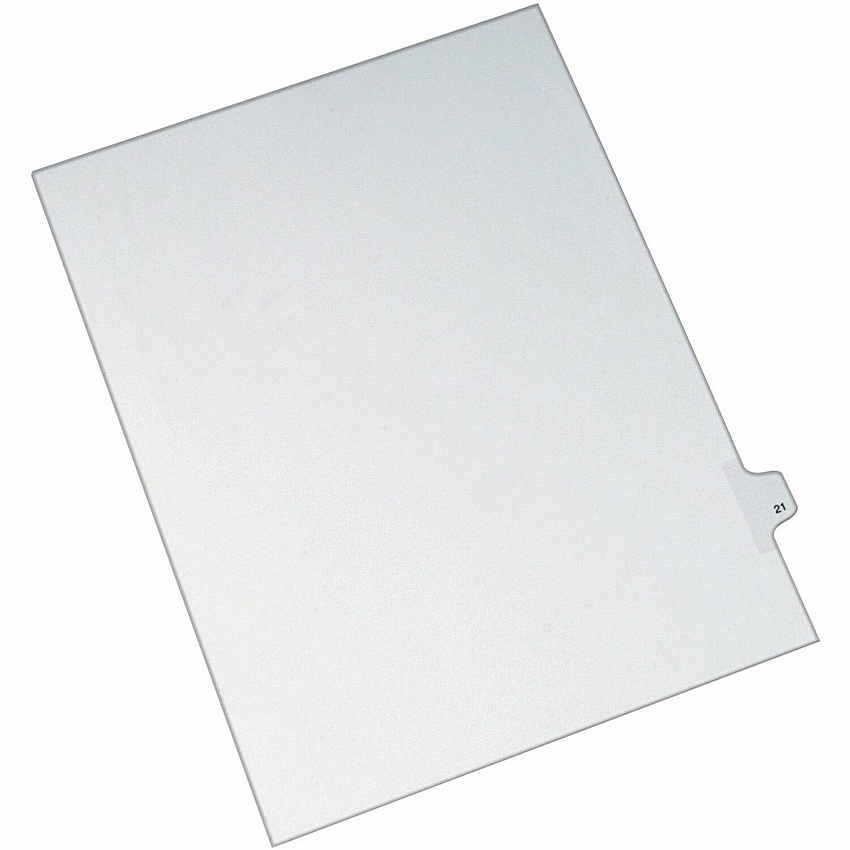 Avery&reg; Alllstate Style Individual Legal Dividers 25 x Divider(s) - Side Tab(s) - 21 - 1 Tab(s)/Set - 8.5" Divider Width x 11" Divider Length - Letter - 8.50" Width x 11" Length - Paper Divider - White Tab(s) - 20% Recycled - 25 / Pack (82219)