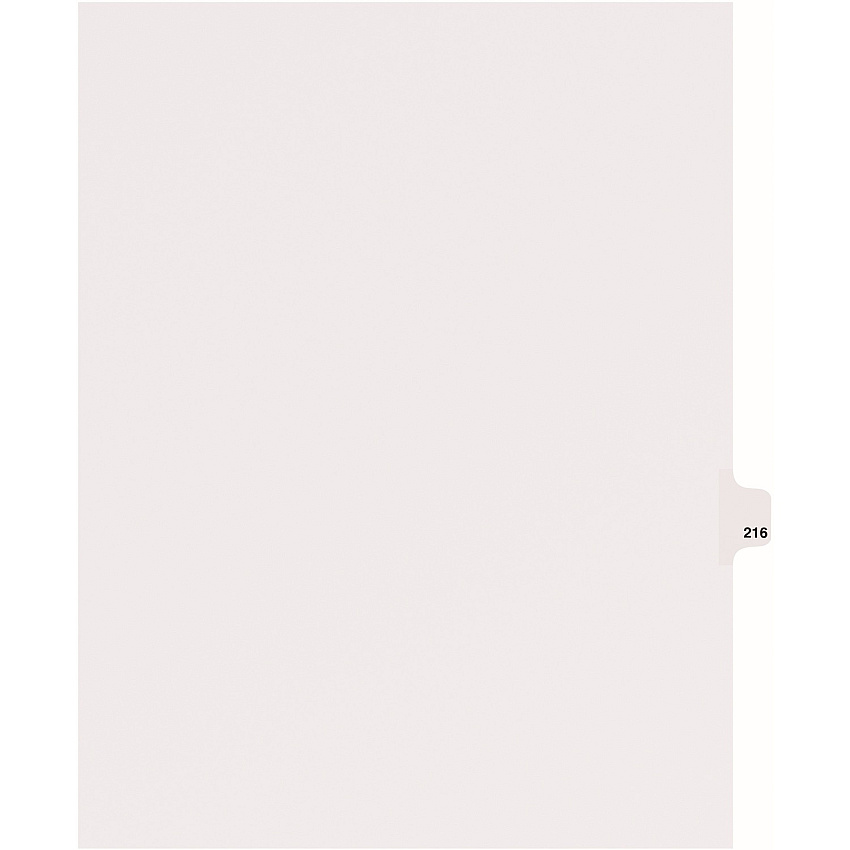 Avery&reg; Side Tab Individual Legal Dividers 25 x Divider(s) - Side Tab(s) - 216 - 1 Tab(s)/Set - 8.5" Divider Width x 11" Divider Length - Letter - 8.50" Width x 11" Length - White Paper Divider - 20% Recycled - 25 / Pack (82432)