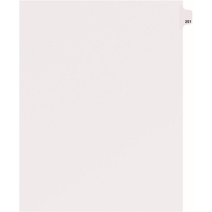 Avery&reg; Side Tab Individual Legal Dividers 25 x Divider(s) - Side Tab(s) - 251 - 1 Tab(s)/Set - 8.5" Divider Width x 11" Divider Length - Letter - 8.50" Width x 11" Length - White Paper Divider - 20% Recycled - 25 / Pack (82467)