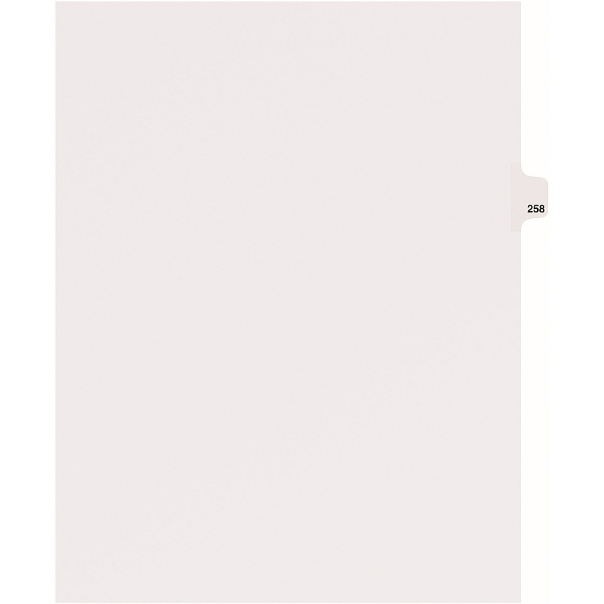 Avery&reg; Side Tab Individual Legal Dividers 25 x Divider(s) - Side Tab(s) - 258 - 1 Tab(s)/Set - 8.5" Divider Width x 11" Divider Length - Letter - 8.50" Width x 11" Length - White Paper Divider - 20% Recycled - 25 / Pack (82474)
