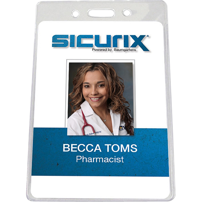 SICURIX Vertical ID Badge Holder Vertical - 3.9" Height x 3.6" Width - Vinyl - Clear - Sturdy, Transparent Design - 50 / Pack (67880)