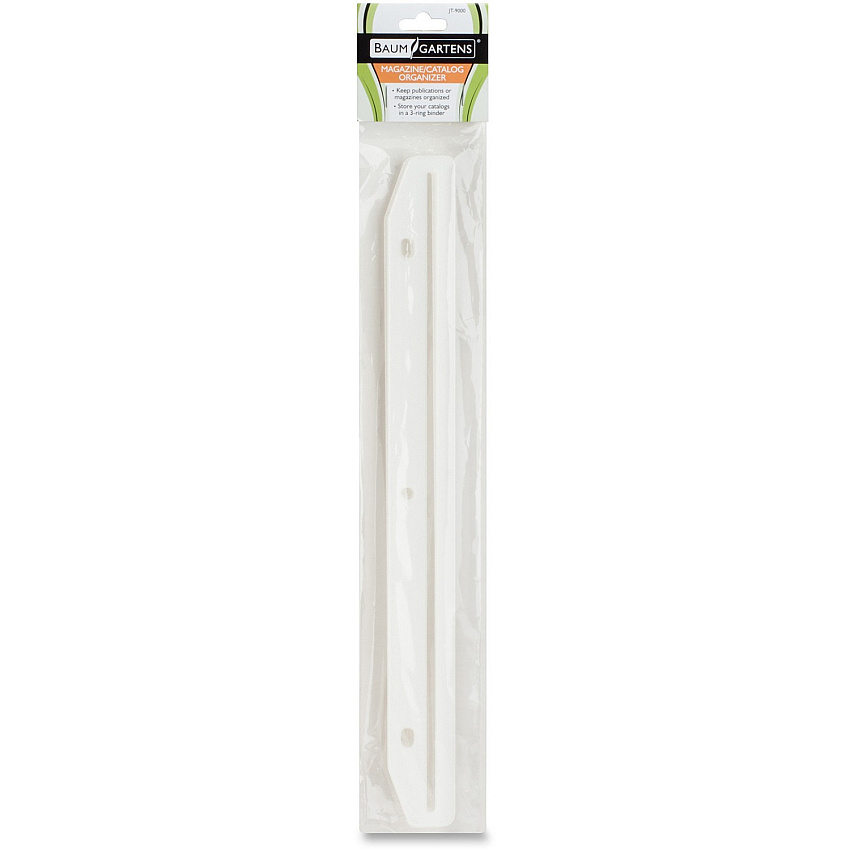 Baumgartens Magazine/Catalog Organizer Strips 11.6" Length - 3 x Holes - 3 x Rings - Ring Binder - White, Clear - Plastic - 12 / Pack (JT9000)