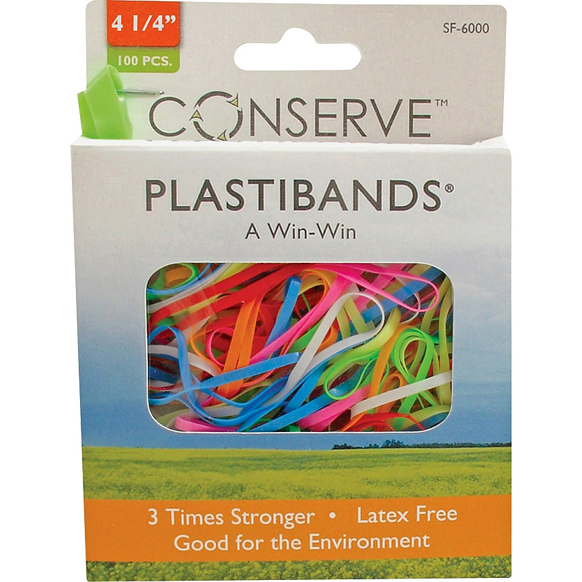 Conserve Plastibands 4.3" Length - Latex-free, Strong - Polyurethane - Assorted - 100 / Box (SF6000)