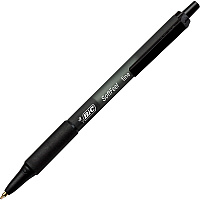 BIC SoftFeel Retractable Ball Pens Fine Pen Point - Retractable - Black Ink - Black Rubber Barrel - 1 Dozen (SCSF11BK)