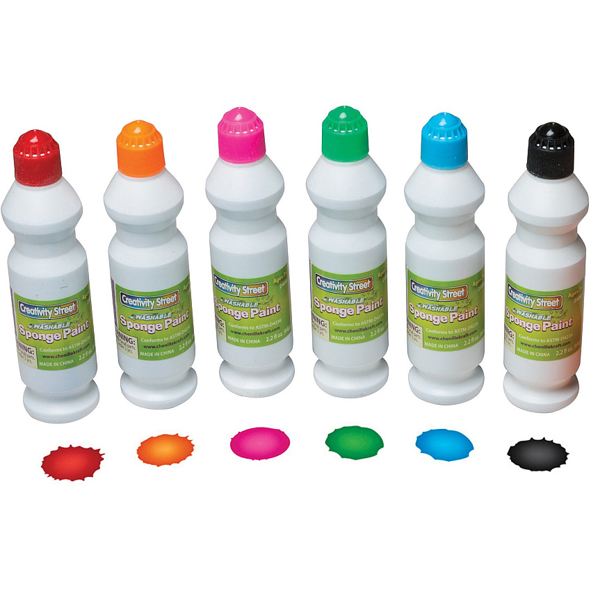 Creativity Street Sponge Paint Set 6 Color(s) - Assorted - 2.20 oz - Washable - 6 / Set (2400)