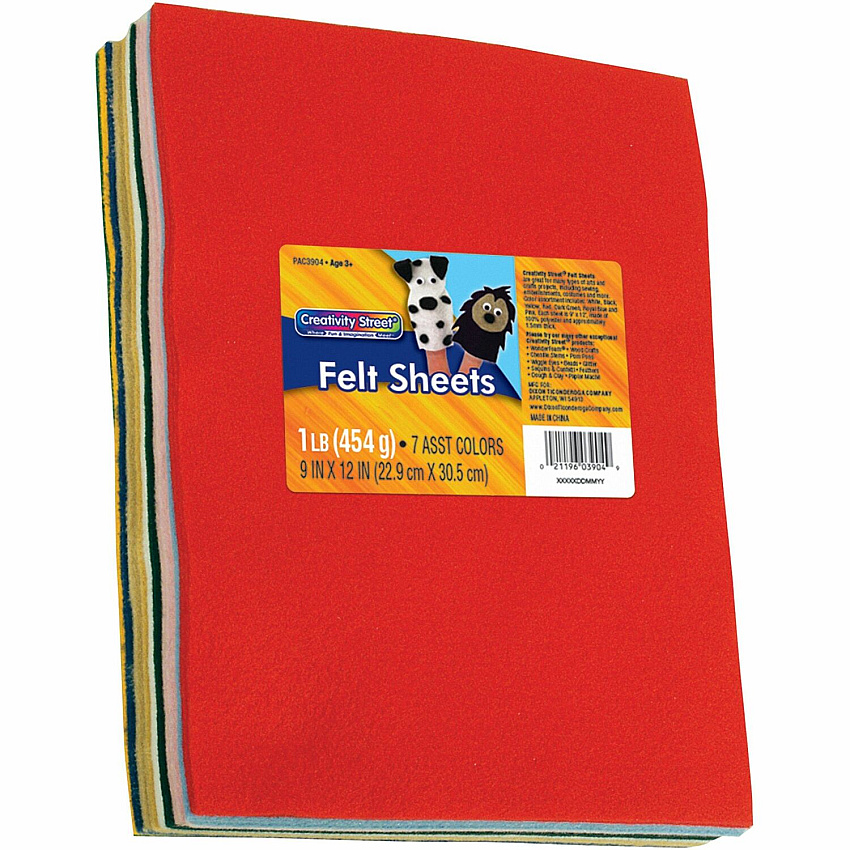 Creativity Street One Pound Felt Sheets 30 Piece(s) - 9" Width x 12" Length - Assorted - 30 / Pack (3904)