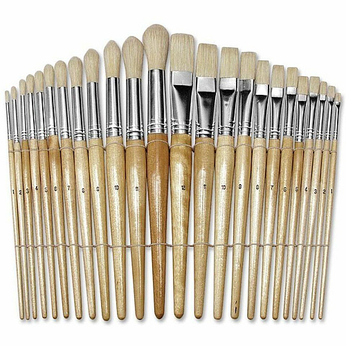 Creativity Street Preschool Brush Set Wood Handle - Nickel Plated Ferrule - 24 / Set (5172)