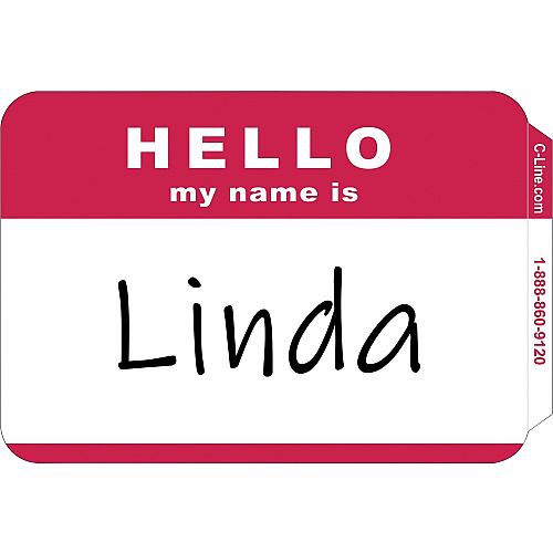 C-Line HELLO my name is... Name Tags Hello My Name Is - 3 1/2" Width x 2 1/4" Length - Rectangle - Red - 100 / Box (92234)