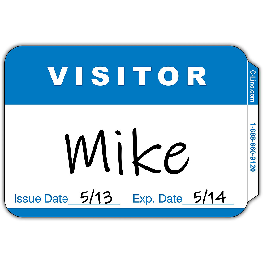 C-Line Visitor Name Tags Visitor - 3 1/2" Width x 2 1/4" Length - Rectangle - White - Paper - Self-adhesive - 100 / Box (92245)