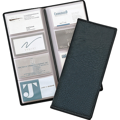 Cardinal Sewn 96 Card File 96 Capacity - 4.25" Width x 10.38" Length - Black Vinyl Cover (34422)