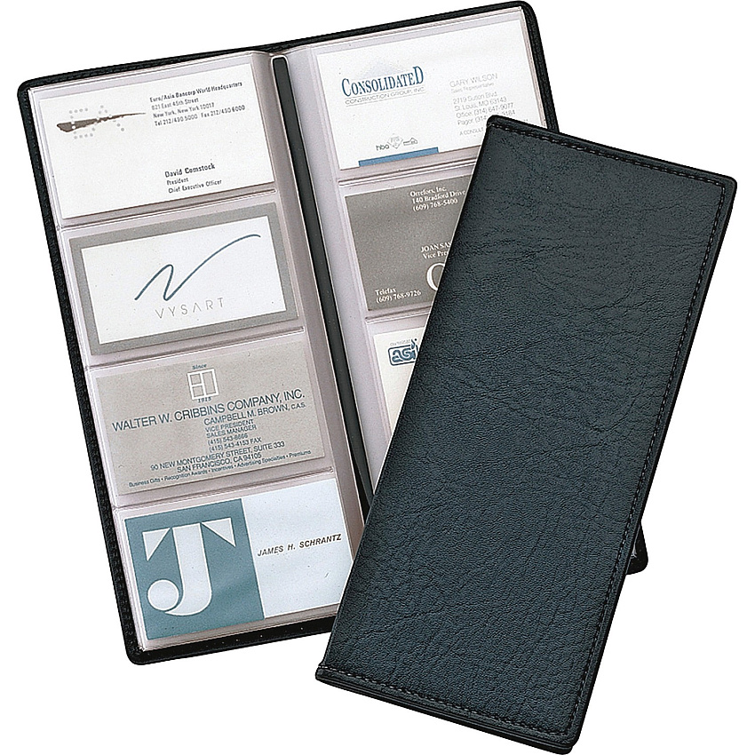 Cardinal Sewn 96 Card File 96 Capacity - 4.25" Width x 10.38" Length - Black Vinyl Cover (34422)