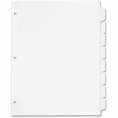 Cardinal Write 'N Erase Mylar Tab Dividers 8 x Divider(s) - Write-on Tab(s) - 8 Tab(s)/Set - 9" Divider Width x 11" Divider Length - Letter - 8.50" Width x 11" Length - White Divider - White Mylar Tab(s) - Reinforced Tab, Reinforced Hole, Erasable (60806)