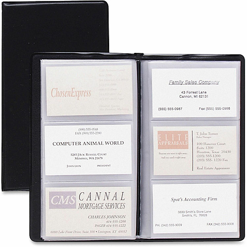 Cardinal Business Card File 72 Capacity - 4.38" Width x 7.75" Length - Black Vinyl Cover (751610)