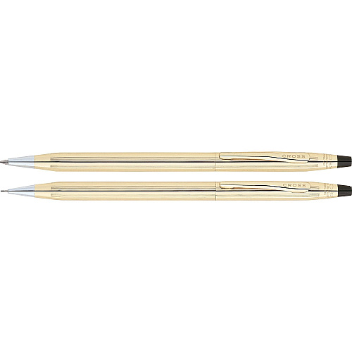 Cross Gold Classic Century Pen/Pencil Set Medium Pen Point - 0.7 mm Lead Size - Refillable - Gold Ink - Gold Barrel - 2 / Set (450105)