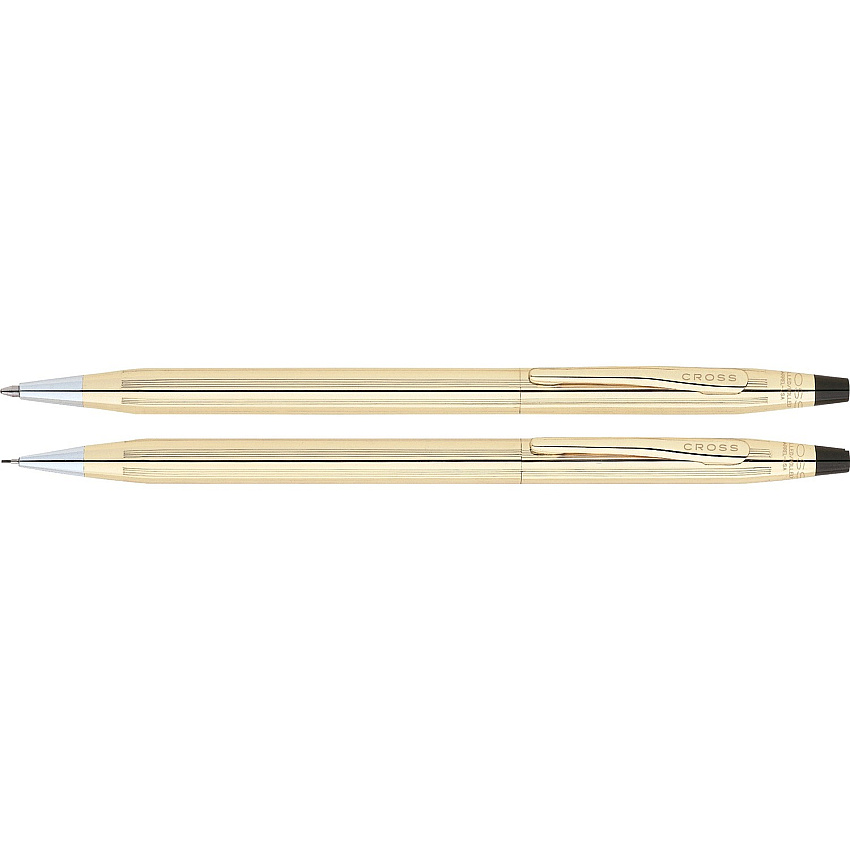 Cross Gold Classic Century Pen/Pencil Set Medium Pen Point - 0.7 mm Lead Size - Refillable - Gold Ink - Gold Barrel - 2 / Set (450105)