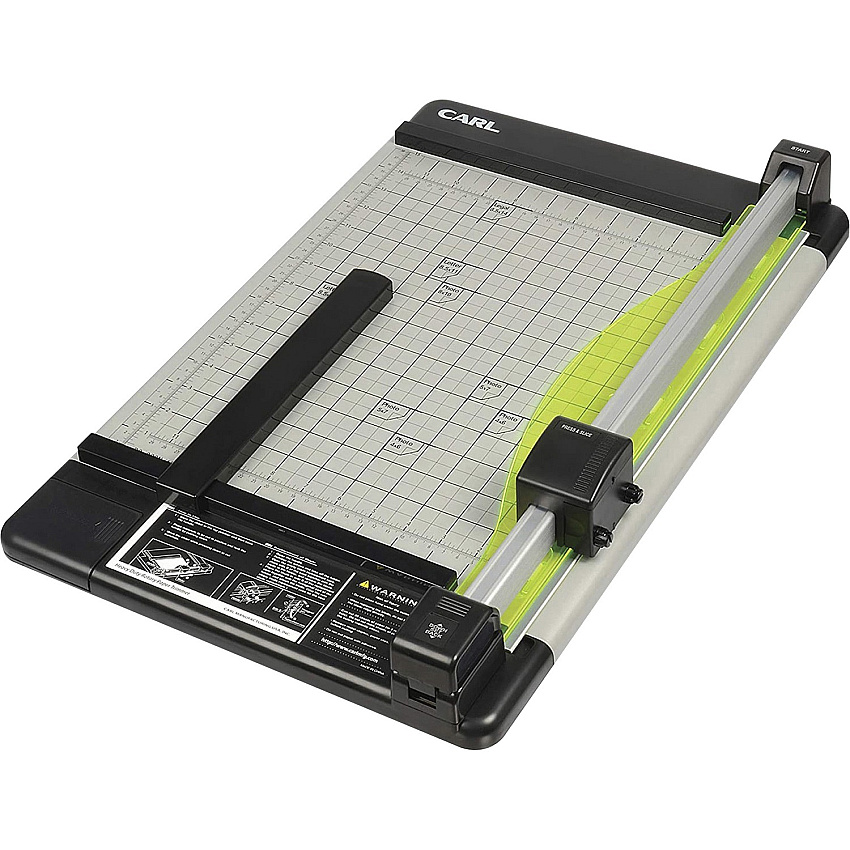 CARL Heavy-Duty 15" Paper Trimmer 36 Sheet Cutting Capacity - 1 Carbide Blade - 15" Cutting Length - 0.8" Height x 14" Width x 15.3" Length - Heavy Duty, Locking Blade - Metal, Acrylonitrile Butadiene Styrene (ABS), Acrylic - Gray - 1 Each (12220)
