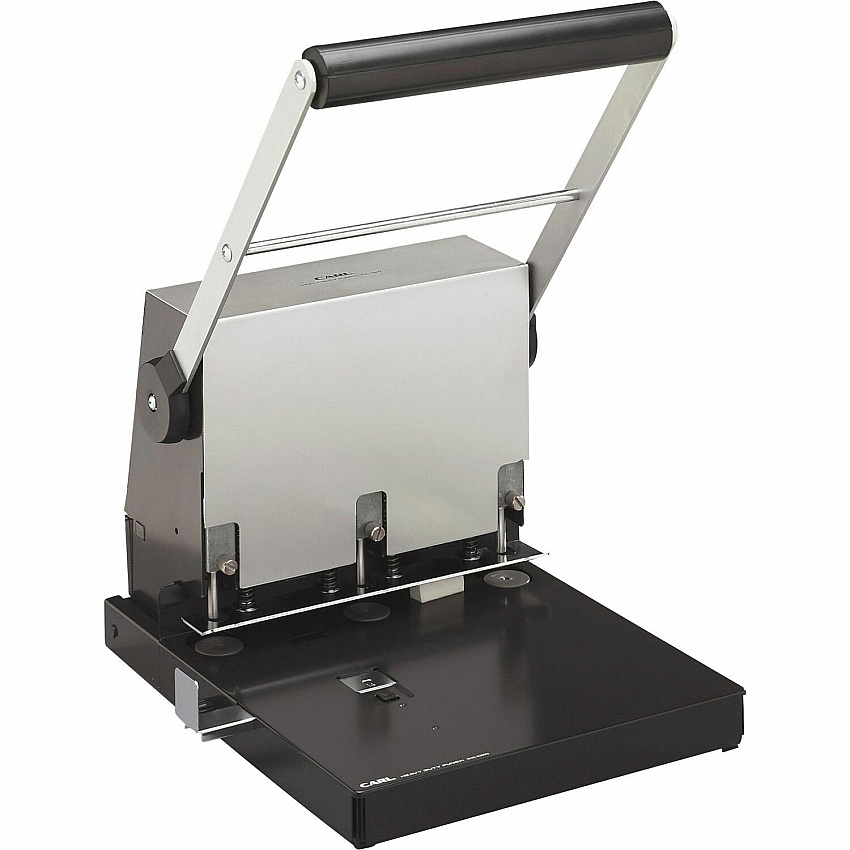 CARL Extra Heavy-duty 3-hole Power Punch 3 Punch Head(s) - 300 Sheet of 20lb Paper - 9/32" Punch Size - Steel - Platinum (63300)