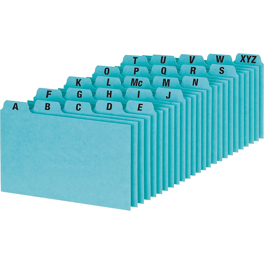 Oxford A-Z Tabs Index Card Guides Printed Tab(s) - Character - A-Z - 9" Divider Width x 6" Divider Length - Blue Pressboard Divider - Heavyweight - 25 / Set (P6925)
