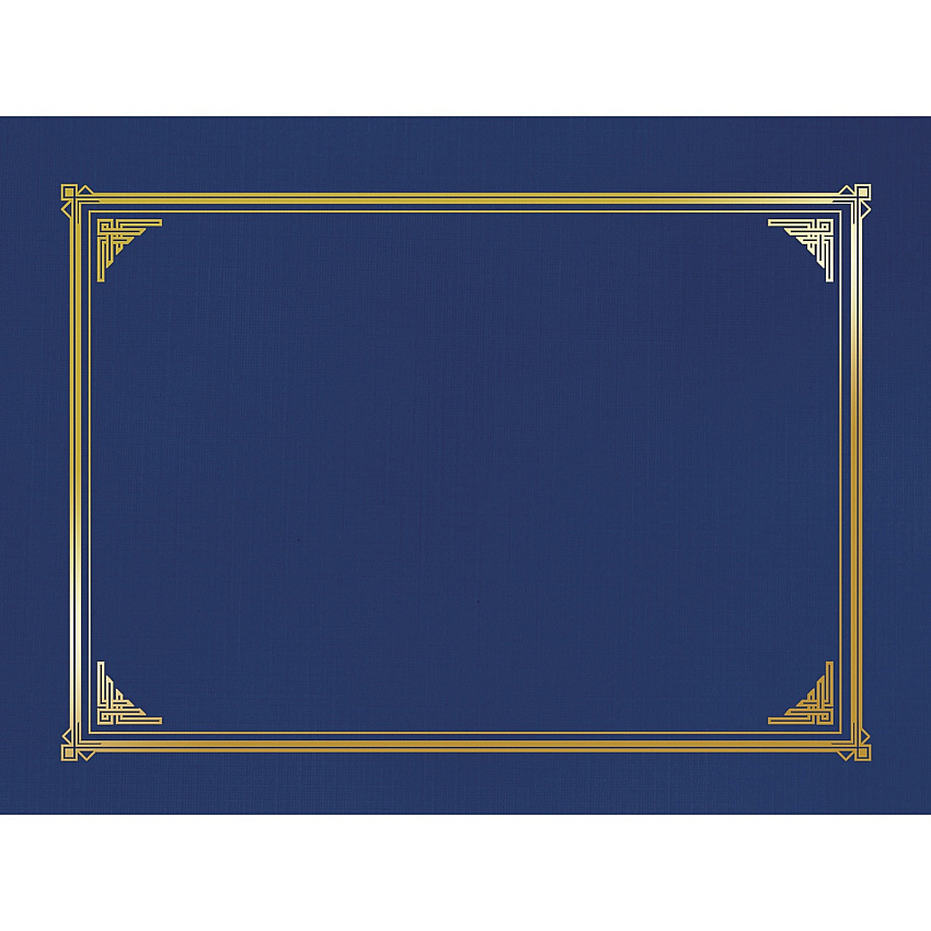 FranklinCovey Geographics Letter, A4+ Recycled Certificate Holder 8 1/2" x 11" , 10" x 8" , 8 17/64" x 11 11/16" - Linen - Navy Blue - Die-cut, Embossed - 30% Recycled - 6 / Pack (45332H)