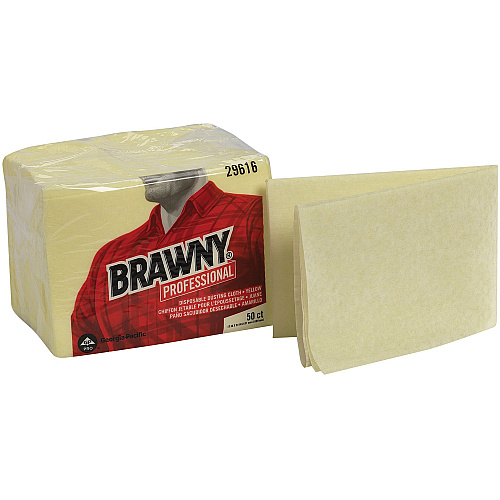 Brawny&reg; Professional Disposable Dusting Cloths 24" Length x 17" Width - Moisture Resistant, Soft, Strong - Yellow - 50 / Pack (29616)