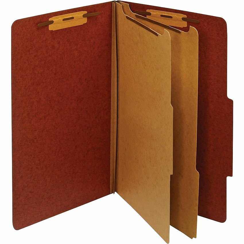 Pendaflex Legal Recycled Classification Folder 8 1/2" x 14" - 1" Fastener Capacity for Folder - 2 Divider(s) - Pressboard, Tyvek - Red - 60% Recycled - 1 Each (PU64RED)