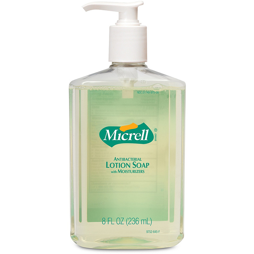 Micrell Antibacterial Lotion Soap Citrus Scent - 8 fl oz - Push Pump Dispenser - Kill Germs - Hand - Antibacterial - Anti-irritant, Bio-based - 1 Each (975212)