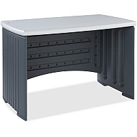 Iceberg Dent and Scratch Resistant Computer Desk Silver Rectangle Top - Charcoal Gray Base - 30" Height x 46" Width x 24.50" Depth - Assembly Required - Polyethylene - 1 Each (73002)