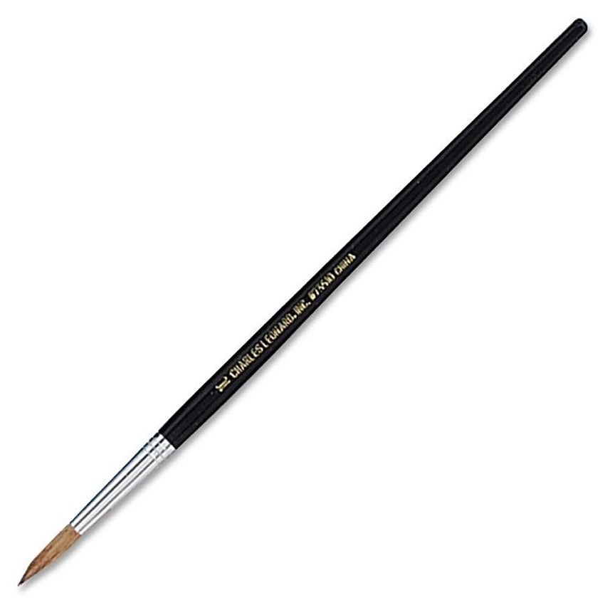 CLI Round Camel Hair Paint Brushes No. 10 - Wood Black Handle - Aluminum Ferrule - 1 Dozen (73510)