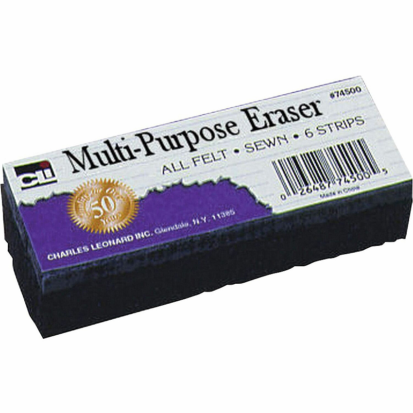 CLI Multi-Purpose Eraser 2" Width x 5" Length - Washable - Black - Felt - 1 Each (74500)