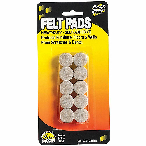 Scratch Guard Self-Adhesive Felt Circles 20 Pad of 0.75" Diameter - Circle - Self-adhesive - Beige - Polyester Felt - 20/Pack (88493)