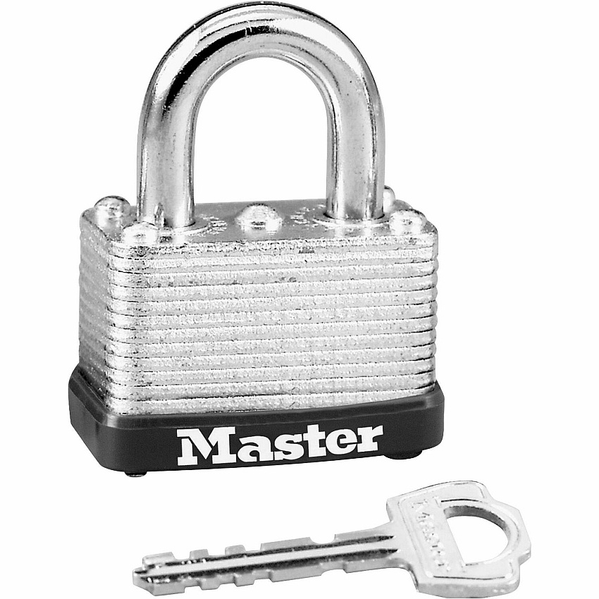 Master Lock Warded Padlock Keyed Different - 0.25" Shackle Diameter - Cut Resistant, Dirt Resistant - Laminated Steel - Silver - 1 Each (22D)