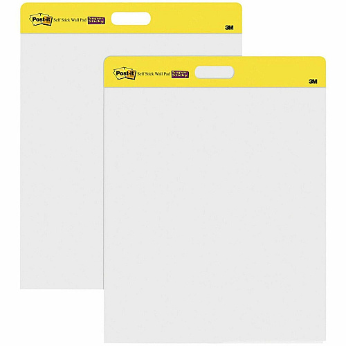 Post-it&reg; Self-Stick Easel Pads 20 Sheets - Plain - Stapled - 18.50 lb Basis Weight - 20" x 23" Sheet Size - White Paper - Cardboard Cover - Resist Bleed-through, Removable, Sturdy Back - 2 / Pack (566)