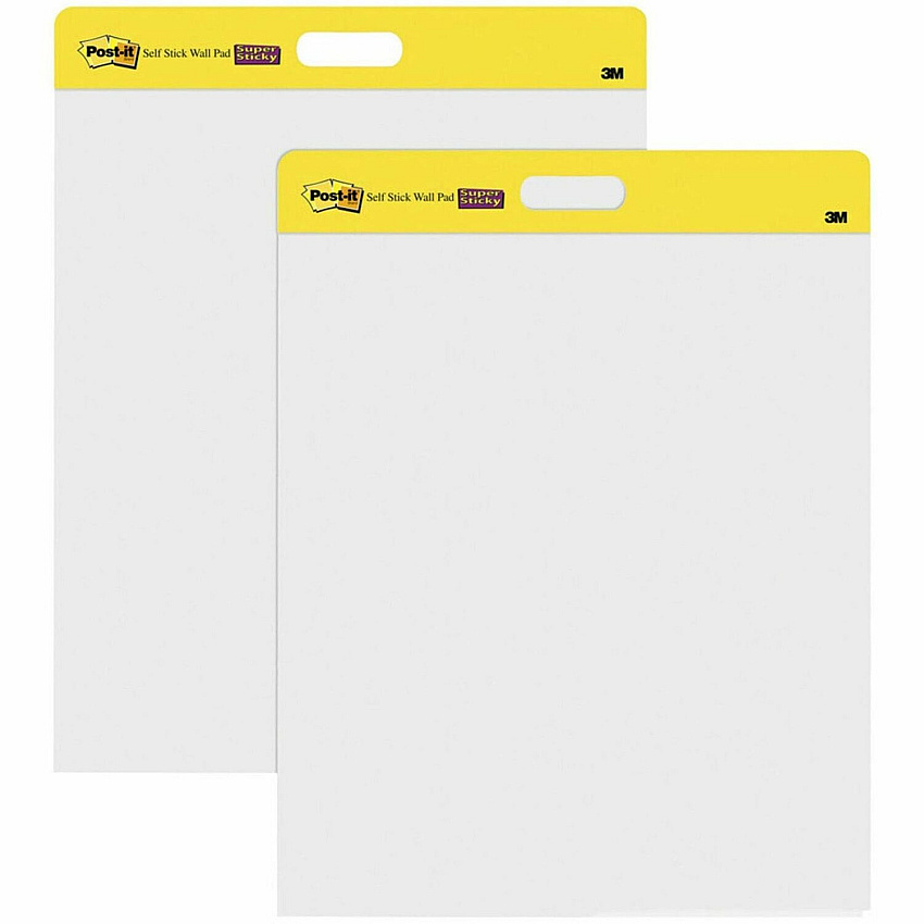 Post-it&reg; Self-Stick Easel Pads 20 Sheets - Plain - Stapled - 18.50 lb Basis Weight - 20" x 23" Sheet Size - White Paper - Cardboard Cover - Resist Bleed-through, Removable, Sturdy Back - 2 / Pack (566)
